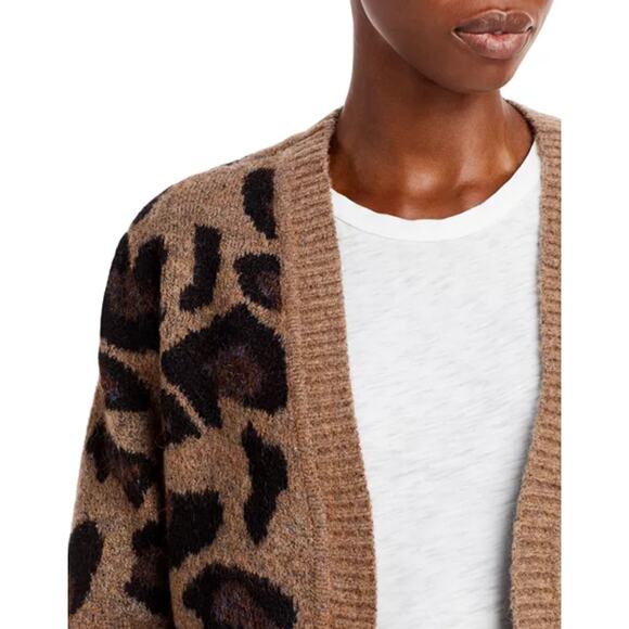 AQUA Long Length Cozy Animal Print Open Cardigan with Stretch Size Large - Picture 4 of 12